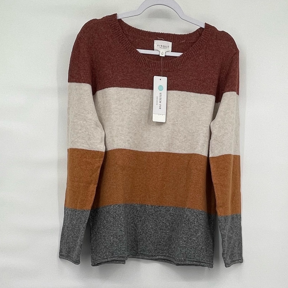 Pinque NWT stitch fix color block stripe crew neck sweater